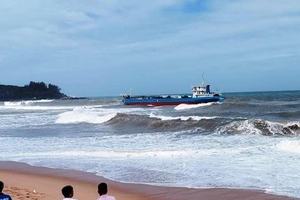 Khẩn cấp ứng phó nguy cơ tràn 8.000 lít dầu từ tàu gặp nạn ở Quảng Ngãi