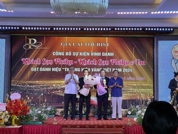 Khách sạn Pleiku và Khách sạn Pleiku& Em đạt danh hiệu “Thương hiệu vàng Việt Nam 2024” 