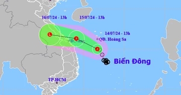 Áp thấp nhiệt đới giật cấp 8 ở Hoàng Sa, hướng vào Quảng Bình - Quảng Ngãi