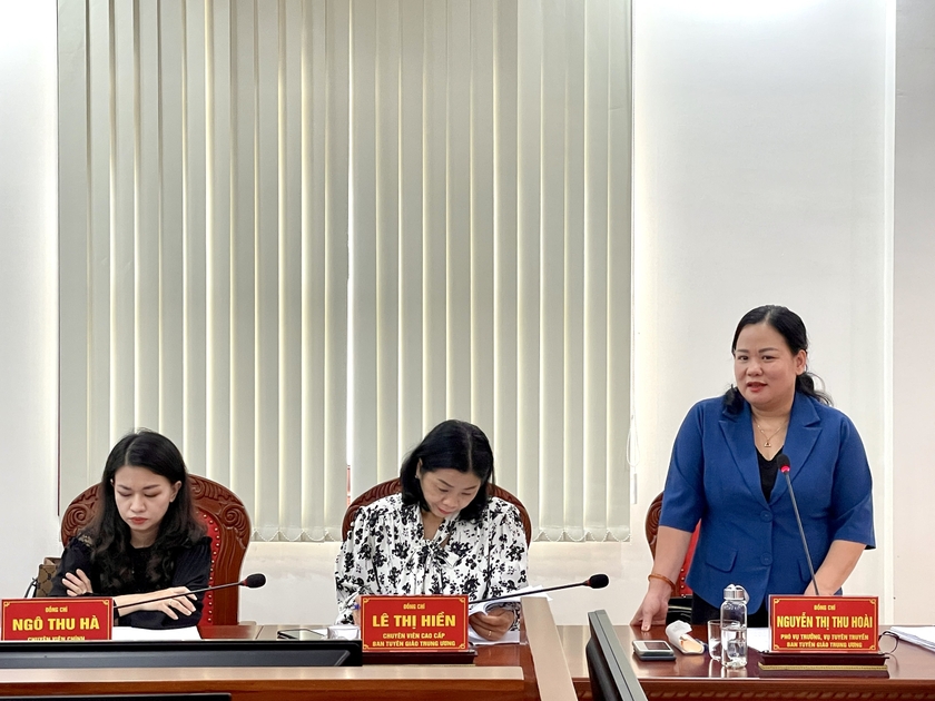 Phó Vụ trưởng Vụ Tuyên truyền Nguyễn Thị Thu Hoài phát biểu tại buổi khảo sát. Ảnh: Lam Nguyên ảnh 2