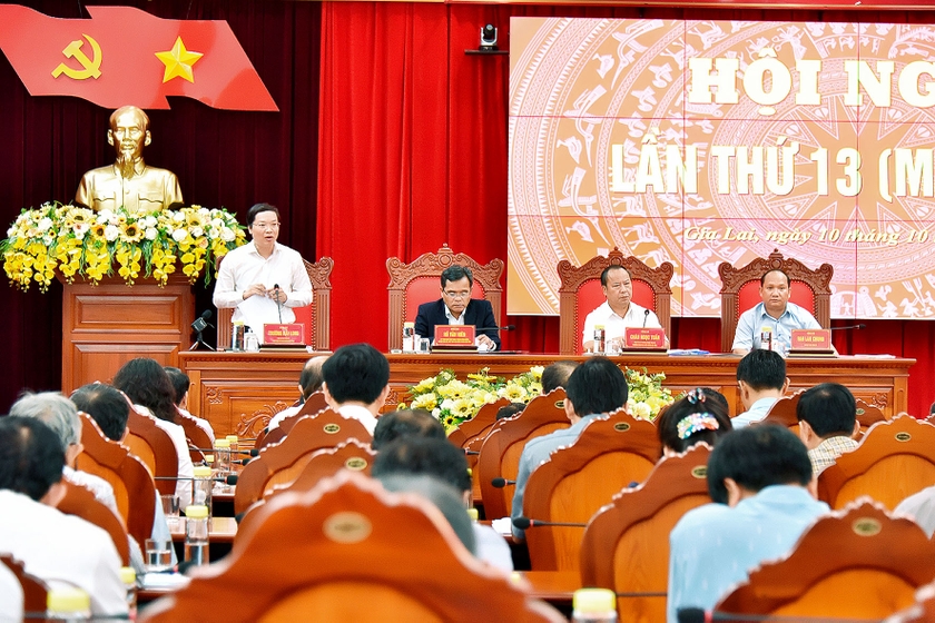 Phó Bí thư Tỉnh ủy, Chủ tịch UBND tỉnh Trương Hải Long phát biểu tại hội nghị. Ảnh: Đ.T ảnh 3