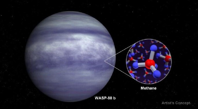 WASP-80b có bầu khí quyển ngập methane. Ảnh: NASA