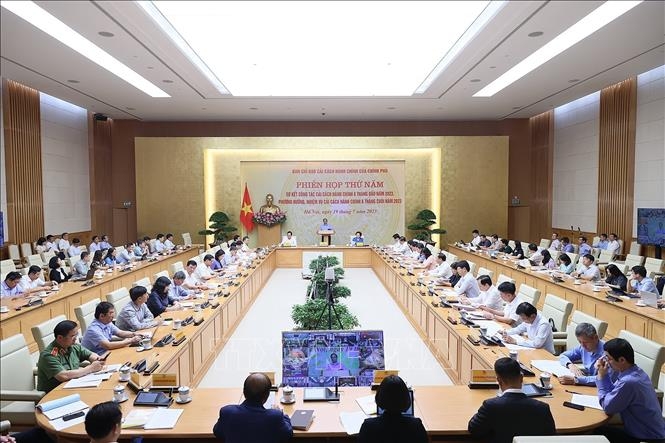 Quang cảnh phiên họp thứ 5 của Ban Chỉ đạo cải cách hành chính (CCHC) của Chính phủ tại phiên họp ngày 19-7. Ảnh Báo Tin tức