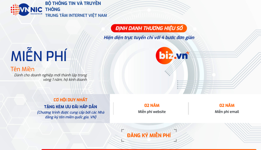 Giao diện định danh thương hiệu số dành cho nhóm doanh nghiệp mới thành lập trong vòng 1 năm và hộ kinh doanh cá thể có giấy đăng ký kinh doanh. Ảnh: Mộc Trà