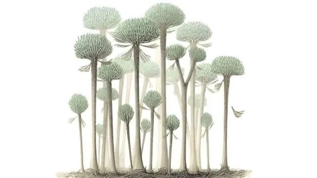 Minh họa về hình dạng của những cái cây trong khu rừng sớm nhất trên Trái đất. (Ảnh: Peter Giesen/Chris Berry)