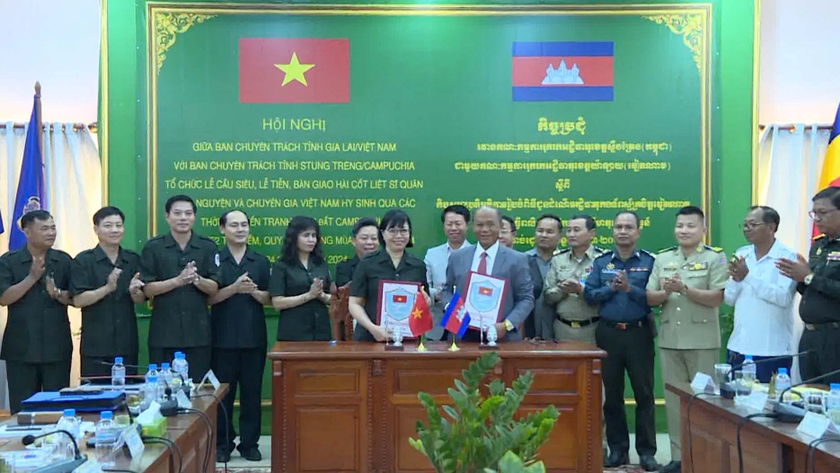Từ ngày 15 đến 17-5 sẽ tổ chức lễ cầu siêu và lễ tiễn, bàn giao 21 hài cốt liệt sĩ quân tình nguyện và chuyên gia Việt Nam hy sinh trong các thời kỳ chiến tranh ở Campuchia do Đội K52 tìm kiếm, quy tập . Ảnh: Đ.H