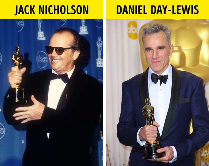 Nam diễn viên được đề cử nhiều nhất là Jack Nicholson, với 12 đề cử và 3 chiến thắng. Daniel Day-Lewis và Walter Brennan cũng đã giành được 3 giải Oscar, nhưng lần lượt họ chỉ được đề cử 6 và 4 lần.